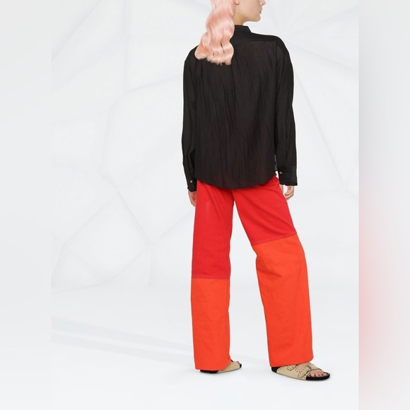 Forte Forte Woven Bib Long Sleeved Shirt Size 6 NWT Black Multicolor - Picture 2 of 6